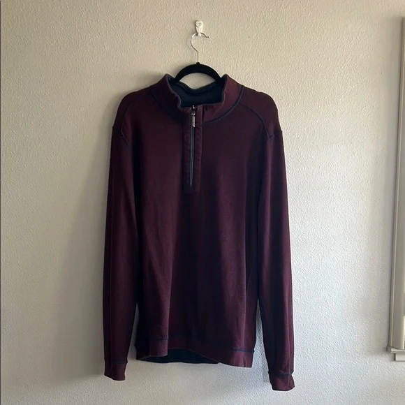 Tommy Bahama Flipshore Half-Zip Reversible Sweatshirt Navy/Burgundy - Picture 7 of 11